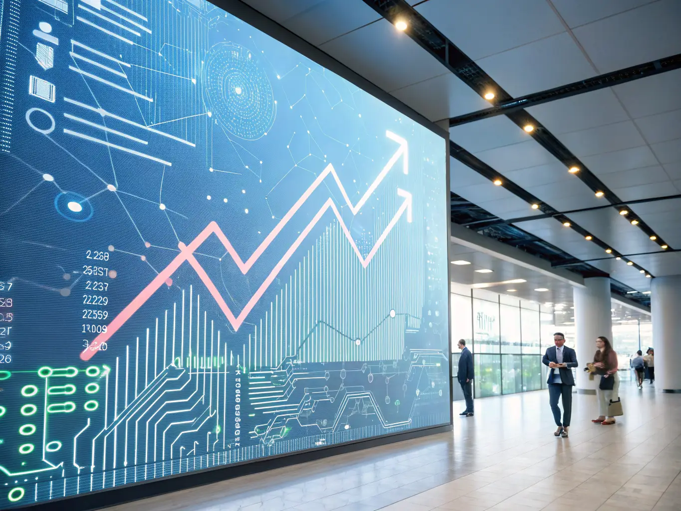 An illustration depicting AI algorithms optimizing a website's SEO, showing keywords, search engine rankings, and data analysis, emphasizing the power of AI in improving online visibility.